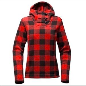 The North Face Red and Black Plaid Hoodie